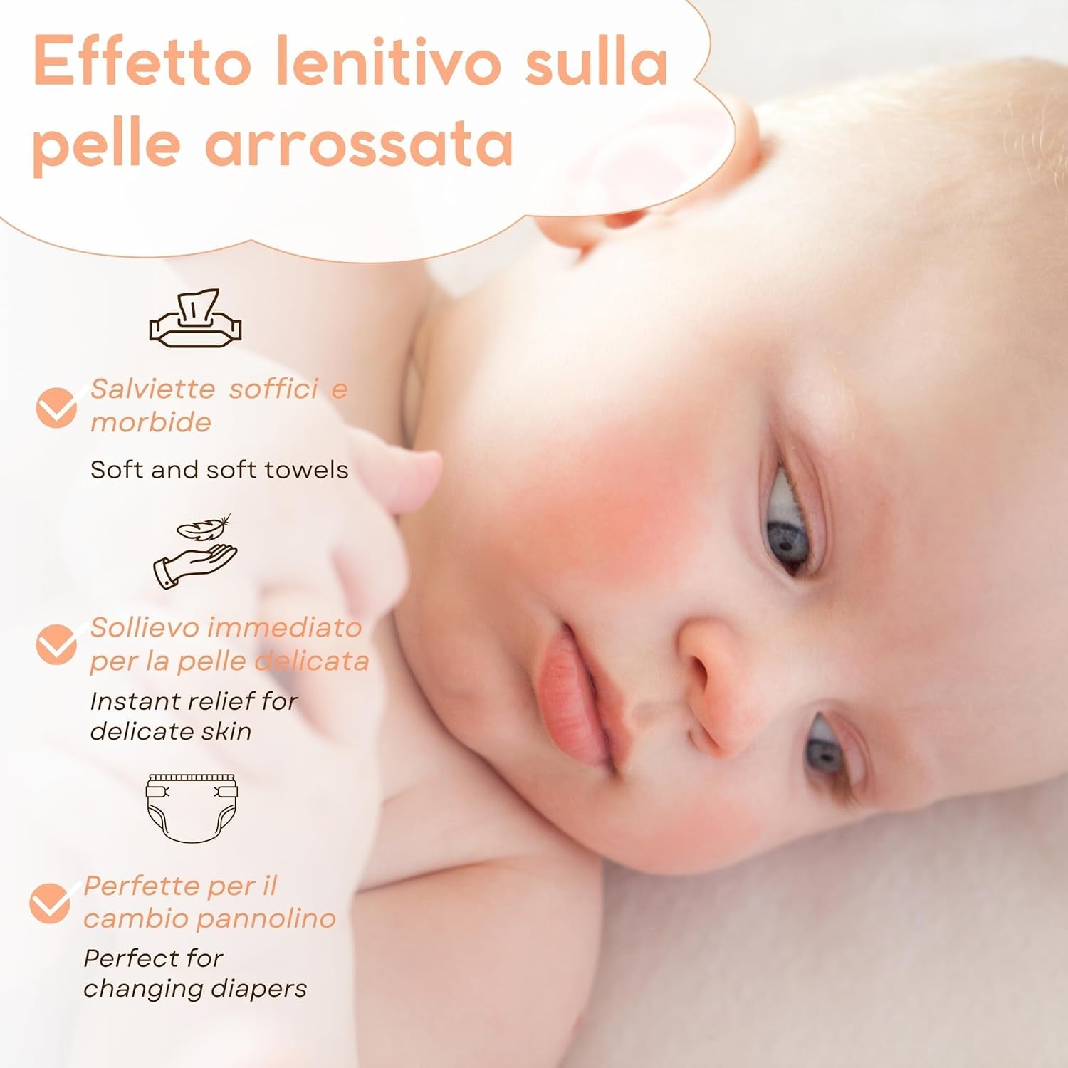 Salviette umidificate Aloe Baby per pelli sensibili, senza alcool, delicate sulla pelle, pH 5,5, leggermente profumate, 1728 unità (24 confezioni)