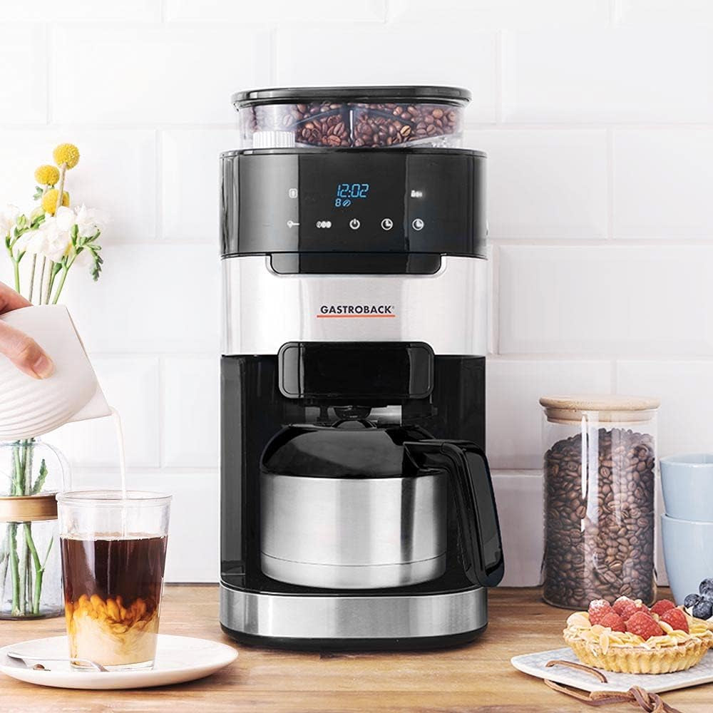Macchina per caffè espresso termica GASTROBACK Grind & Brew Pro, argento, nero