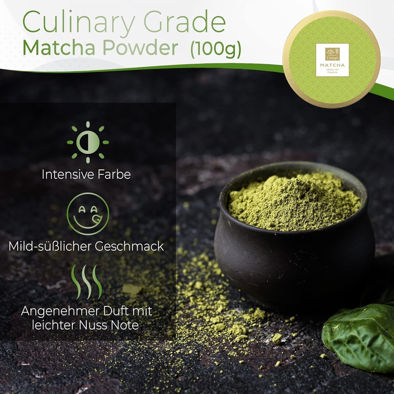 Tè Uniqo Matcha in polvere 200 g in confezione ecologica ricaricabile