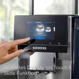 Macchina per caffè espresso automatica Siemens EQ700 classic TP715D01, controllo tramite app, cold brew, display touch intuitivo, fino a 10 creazioni di caffè individuali come preferite, pulizia automatica a vapore, 1500 W, grigio argento