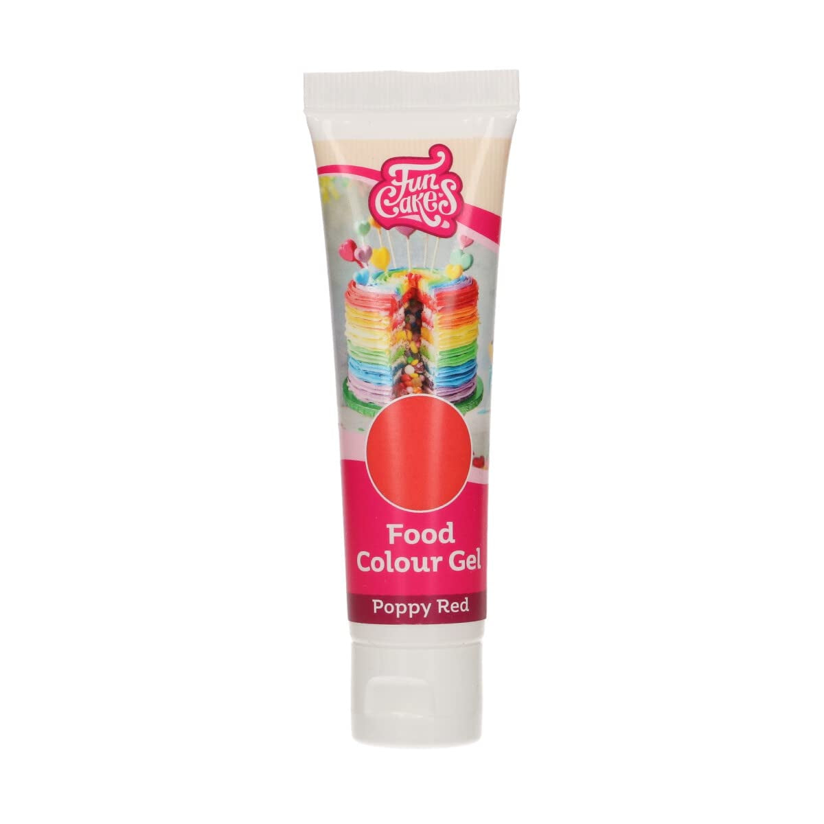 Colorante alimentare Funcakes, colorante alimentare in gel, rosso papavero: colorante alimentare altamente concentrato per pasta, panna, fondente e marzapane. Dosaggio facile. Una sola goccia per creare colori vivaci. Halal. 30 g.