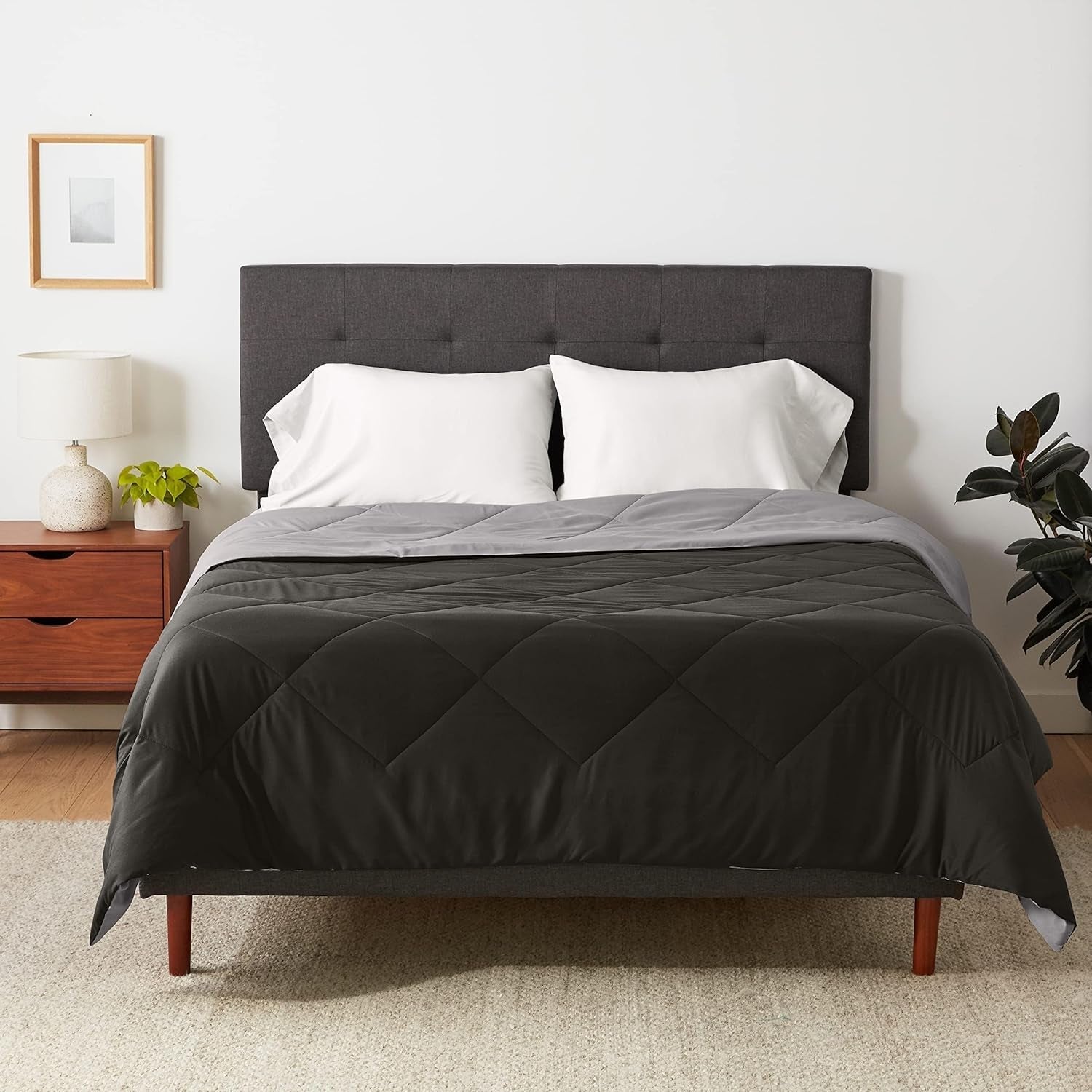 Copripiumino Amazon Basics in microfibra, utilizzabile su entrambi i lati, 220 X 240 Cm, grigio/nero Piumini e trapunte Naty Shop Grigio/nero 220X240 Cm