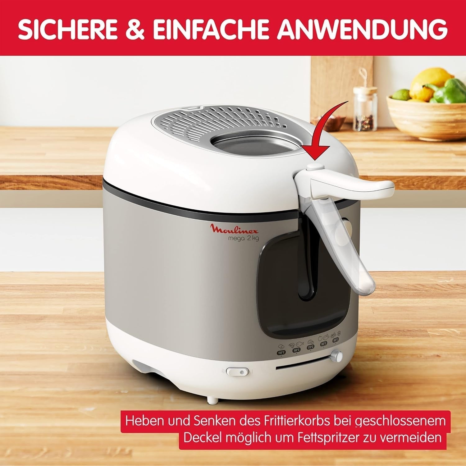 Friggitrice AM4800 Mega 2Kg, friggitrice ad olio, filtro odori, 1800 W Elettrodomestici Naty Shop