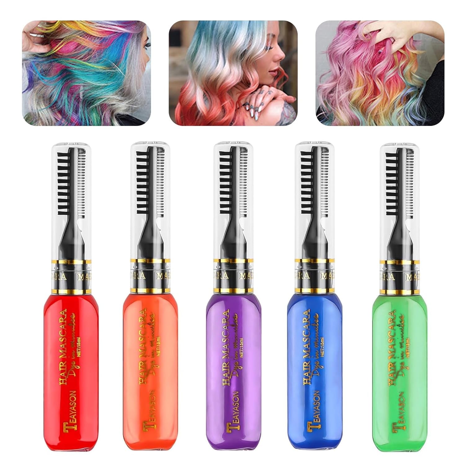 5 colori tinture per capelli temporanee cera per capelli colorata mascara per capelli mascara temporaneo per ragazze e donne gesso per tinture per capelli lavabile adatto per compleanni cosplay fai da te Halloween tinture per capelli Naty Shop Titolo predefinito