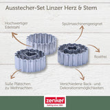 Zenker Ausstecher-Set Linzer Herz und Stern aus Edelstahl – Perfekt für Weihnachtskekse, 3-teilig, inkl. Geschenkverpackung, spülmaschinengeeignet und rugginefrei – Il negozio di dolciumi di Natale