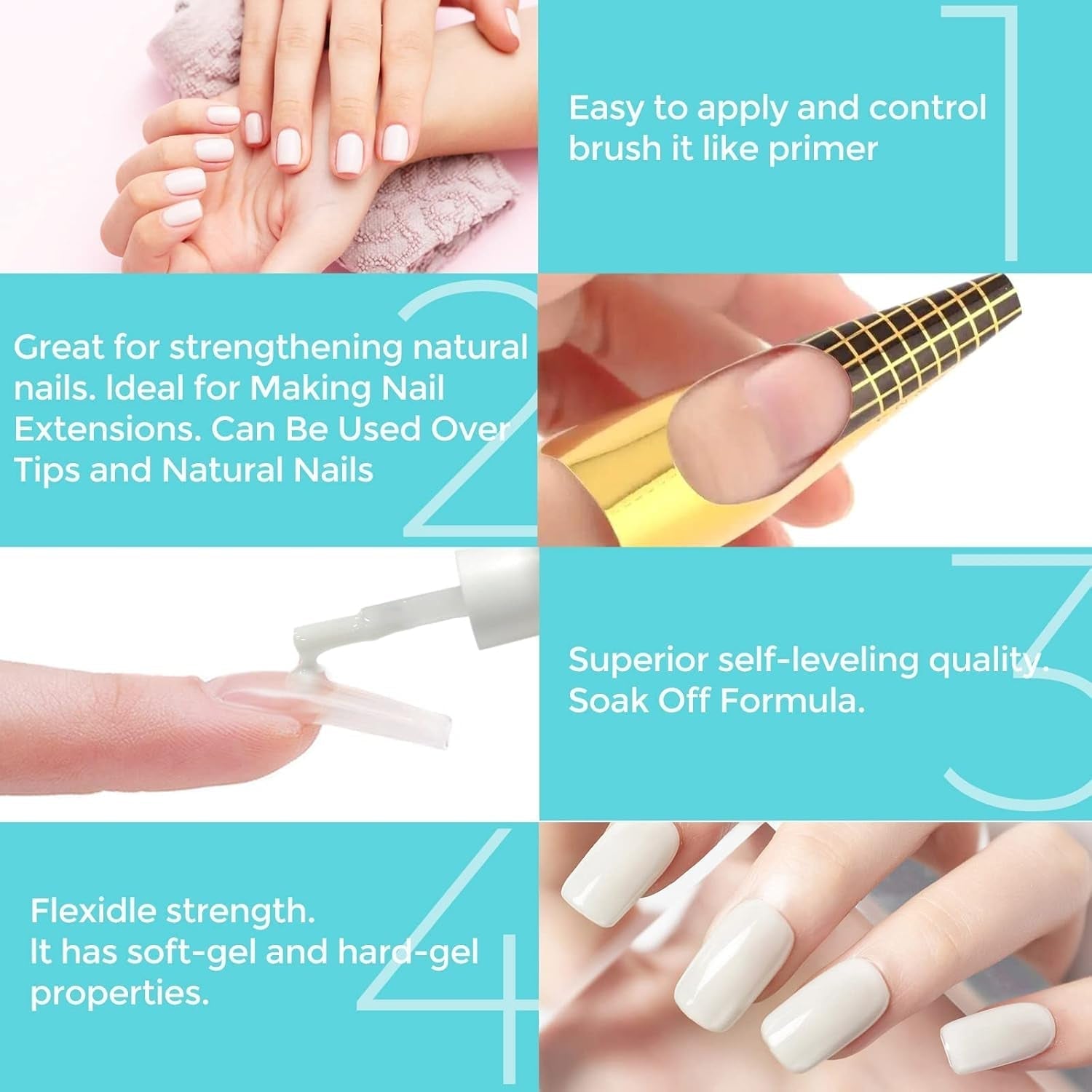 Gel per ricostruzione unghie 5 in 1 da 15 ml, gel per ricostruzione unghie, gel per ricostruzione unghie, smalto per unghie UV/LED, extension, nail art, adesivi, gel per ricostruzione unghie (bianco)
