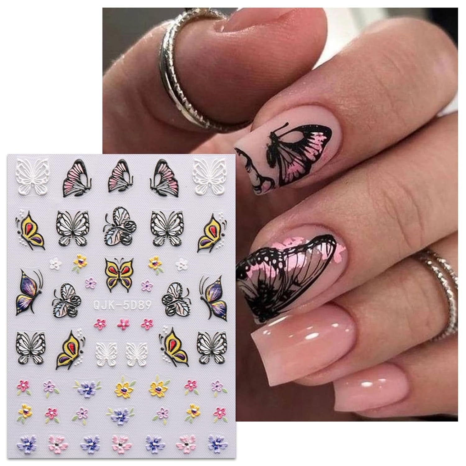 JMEOWIO 6 Blatt 3D Nagelsticker Ostern Nail Art Sticker Selbstklebend Nagelaufkleber 5D Stereoscopico Süßer Hase Ei Dekoration Nageldesign Zubehör