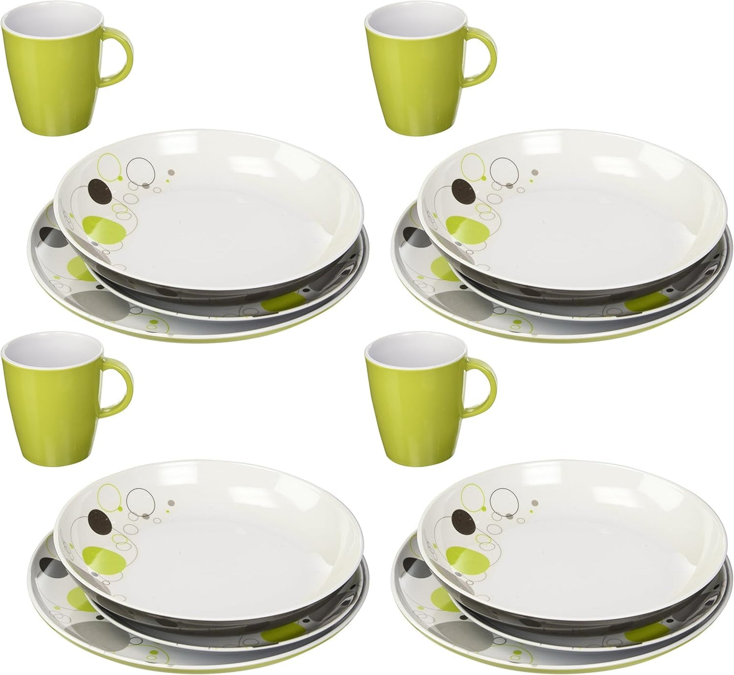 Piatti all-inclusive in melamina, Space - set da 16 pezzi