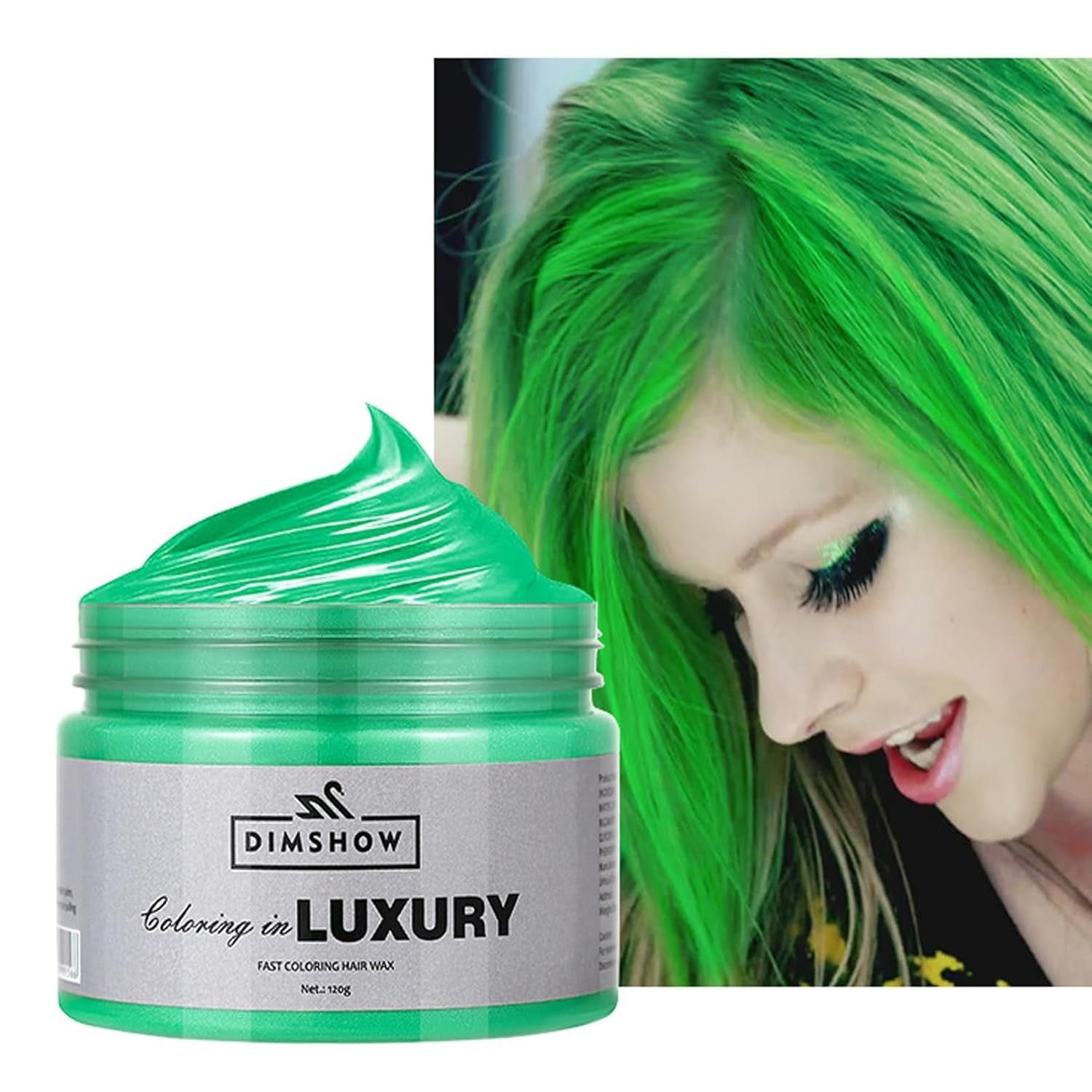 Cera temporanea per capelli verde, Spray temporaneo per capelli Crazy Green, Fango semipermanente lavabile, Tinta per capelli monouso, Pasta per capelli per styling istantaneo, Fango naturale per feste, attività e Halloween Tinture per capelli Naty Shop Titolo predefinito
