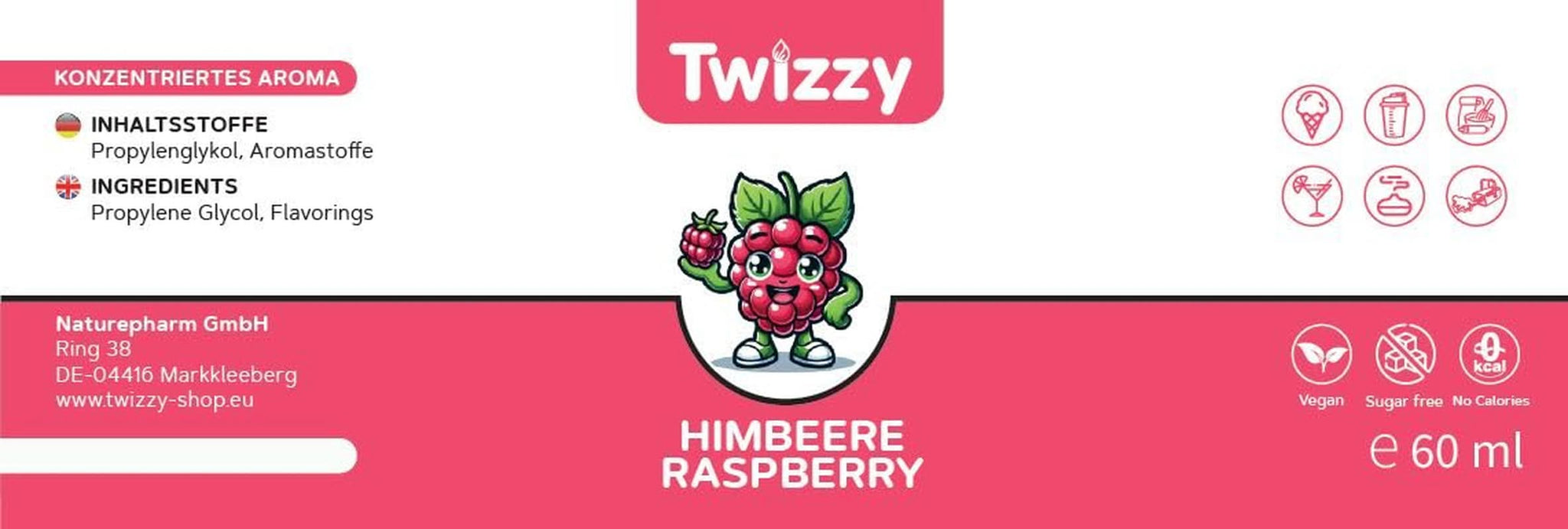 Twizzy, sapore intenso di lampone, 60 millilitri Arome Naty Shop