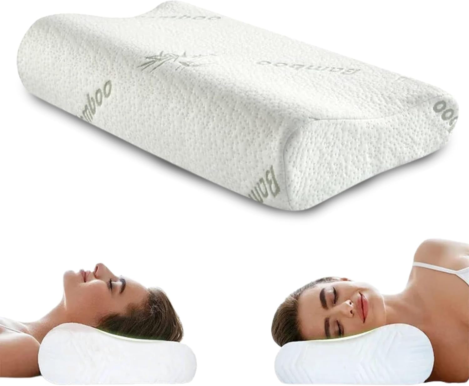 Cuscino ortopedico per supporto collo in memory foam - Cuscino ergonomico antirussamento per chi dorme sul fianco, sullo stomaco e sulla schiena 60 cm x 40 cm x 12 cm Cuscini ortopedici cervicali Naty Shop Default Title