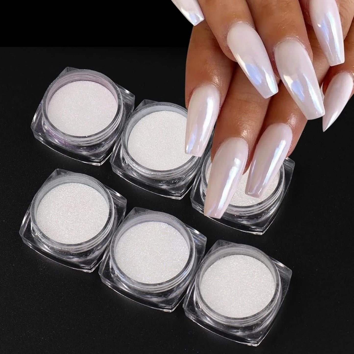 Polvere per unghie cromata Aurora Ice Shimmer Polvere di pigmenti cromati 4 pezzi Polvere cromata Nägel Nail Art Nageldesign