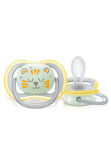 Philips AVENT Ciuccio notturno Ultra Air per bambini dai 18 mesi in su Si illumina al buio, confezione doppia Nuvola/Tigre (modello SCF376/01)