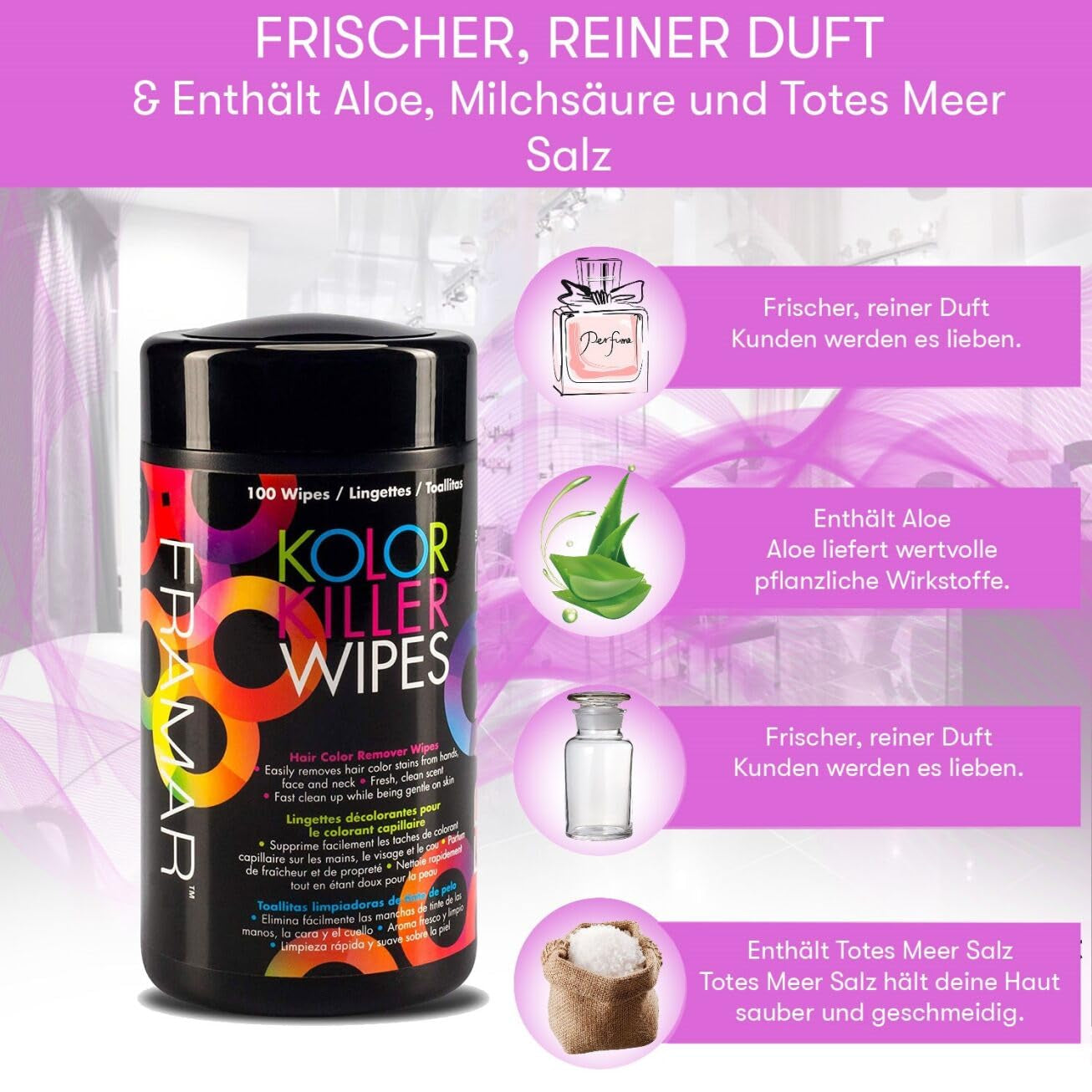 FRAMAR Struccante per capelli tinti - Struccante per capelli tinti, Struccante per capelli tinti, Struccante per capelli tinti, Accessori per tinture per capelli, Struccante per capelli tinti, Struccante per capelli tinti - 100 salviette Tinture per capelli Naty Shop