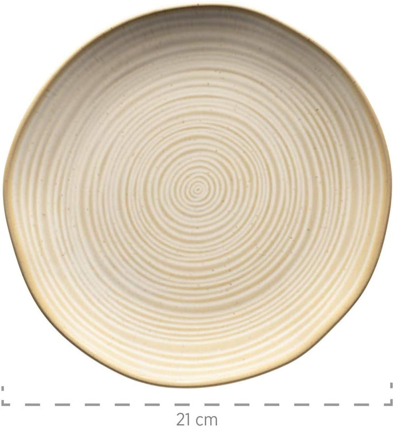 MÄSER 931818 Nottingham Serie Vintage Servizio da Tavola per 4, Servizio da Colazione da 12 Pezzi con Forme Rotonde Irregolari in Look retrò, Piastrella, Beige