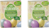 Set di coloranti naturali Heitmann Egg Dye, 3 polveri coloranti all'uovo (giallo, viola, grigio-blu), foglio di adesivi in ​​carta erba