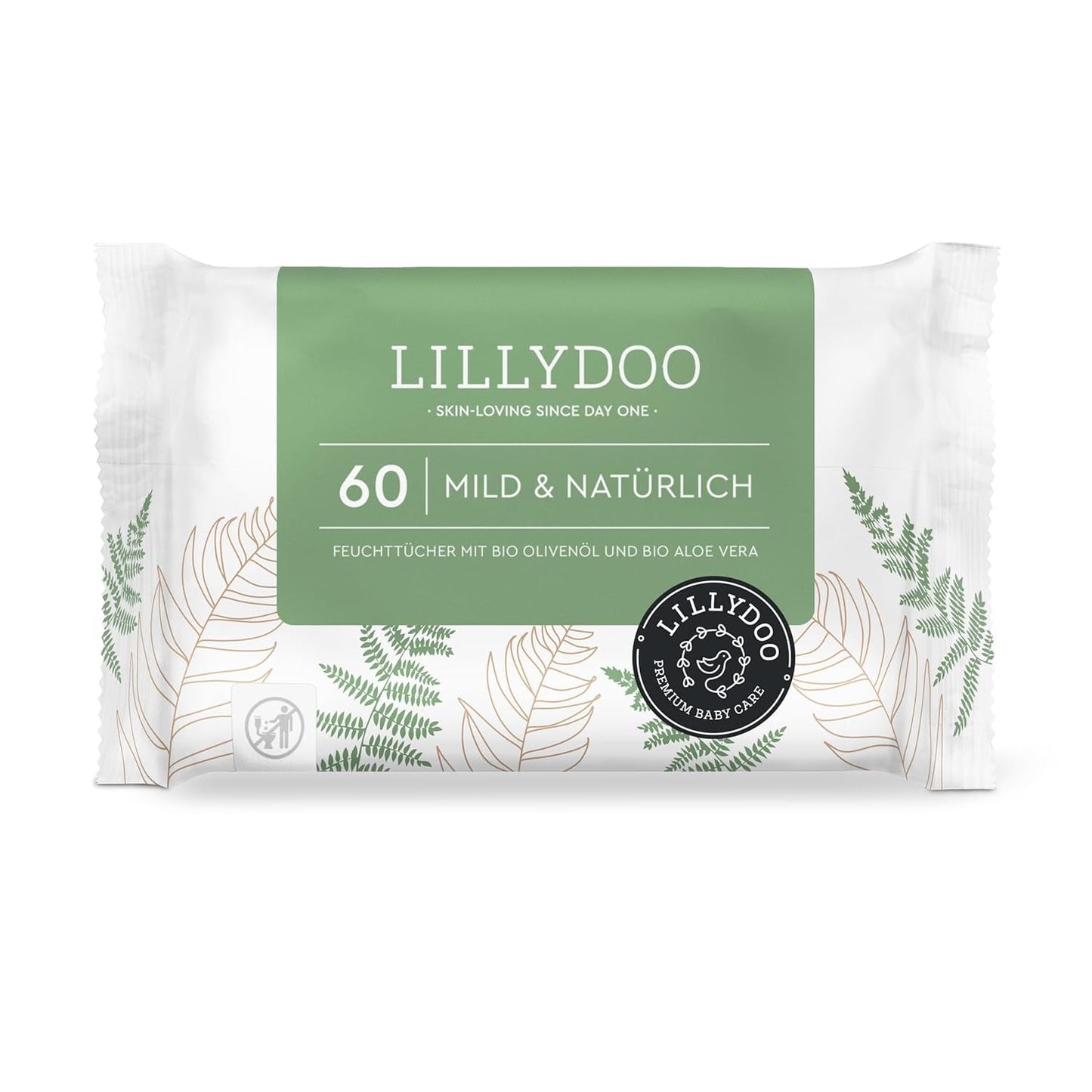 LILLYDOO Salviette umidificate Green, 600 salviette (10 x 60), salviette resistenti allo strappo 100% senza plastica - Senza profumo, delicate e naturali, detergenti delicati per pelli sensibili, dermatologicamente testate