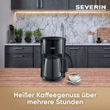 SEVERIN Caffettiera con filtro con caraffa termica, Caffettiera fino a 8 tazze, Attraente macchina con filtro con caraffa termica, Nero, 1 litro, KA 9306