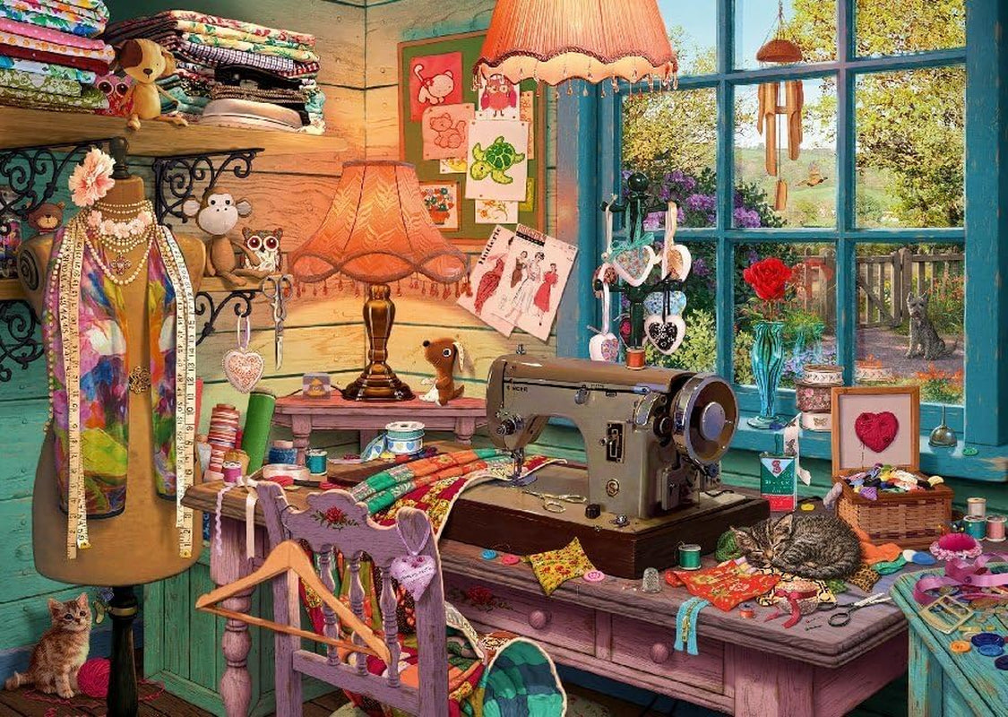 Schmidt Spiele 59654 Puzzle segreto, Nella stanza del cucito, puzzle 1000 pezzi Puzzle Naty Shop
