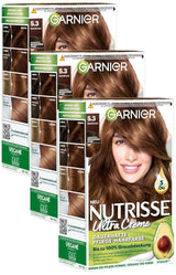 Garnier Nutrisse Tintura per capelli permanente con oli di frutta nutrienti, tenuta per 8 settimane, tinta Ultra Crème 053 Velvet Brown (confezione da 3) Naty Shop Hair Color Titolo predefinito