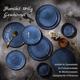 Homikit Servizio Piatti, Servizio Piatti 12 Pezzi per 4, Servizio Piatti Combo con Piatti, Piattini Dessert e Ciotole Cereali, Adatto al Microonde e alla Lavastoviglie, Elegante Blu