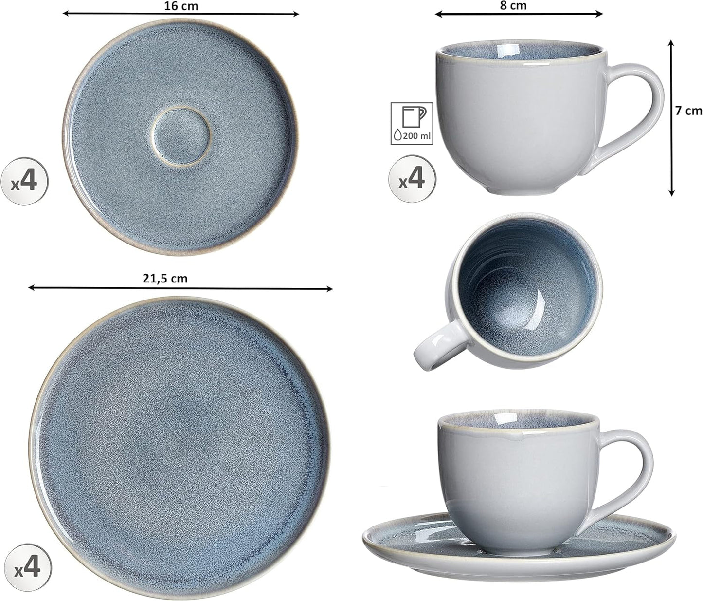 Servizio da caffè Ritzenhoff & Breker Skagen Stone, 12 pezzi, grigio-blu