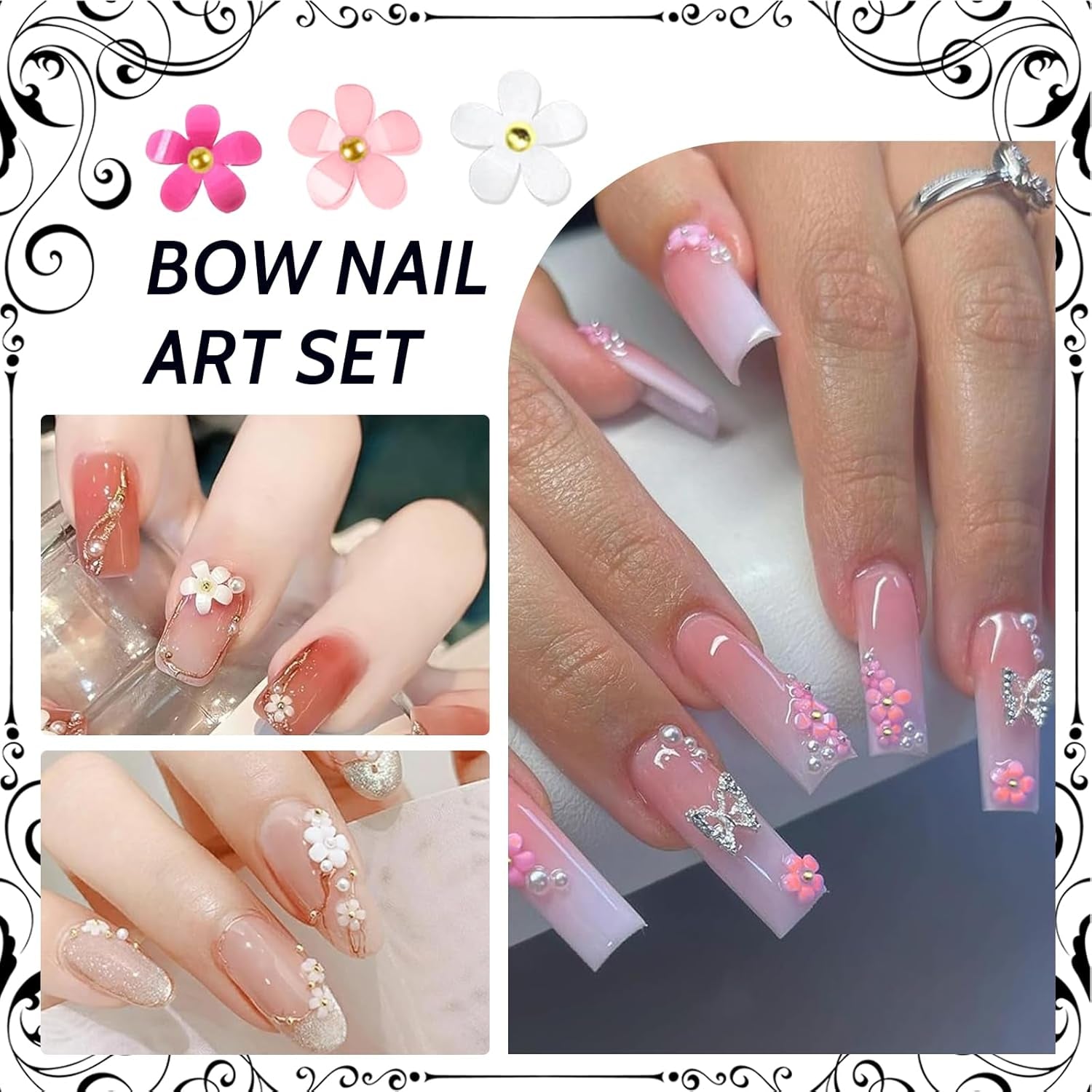 1 Karton Nail Art Charms, 3D Flowers Nagelkunst Charms, Acryl Blumen Nagel Strass Mit Ornamenten, Nagel Edelsteine, Nagel Zubehör Für Mädchen, Nagelkunst Dekoration, DIY Handwerk Nail Design