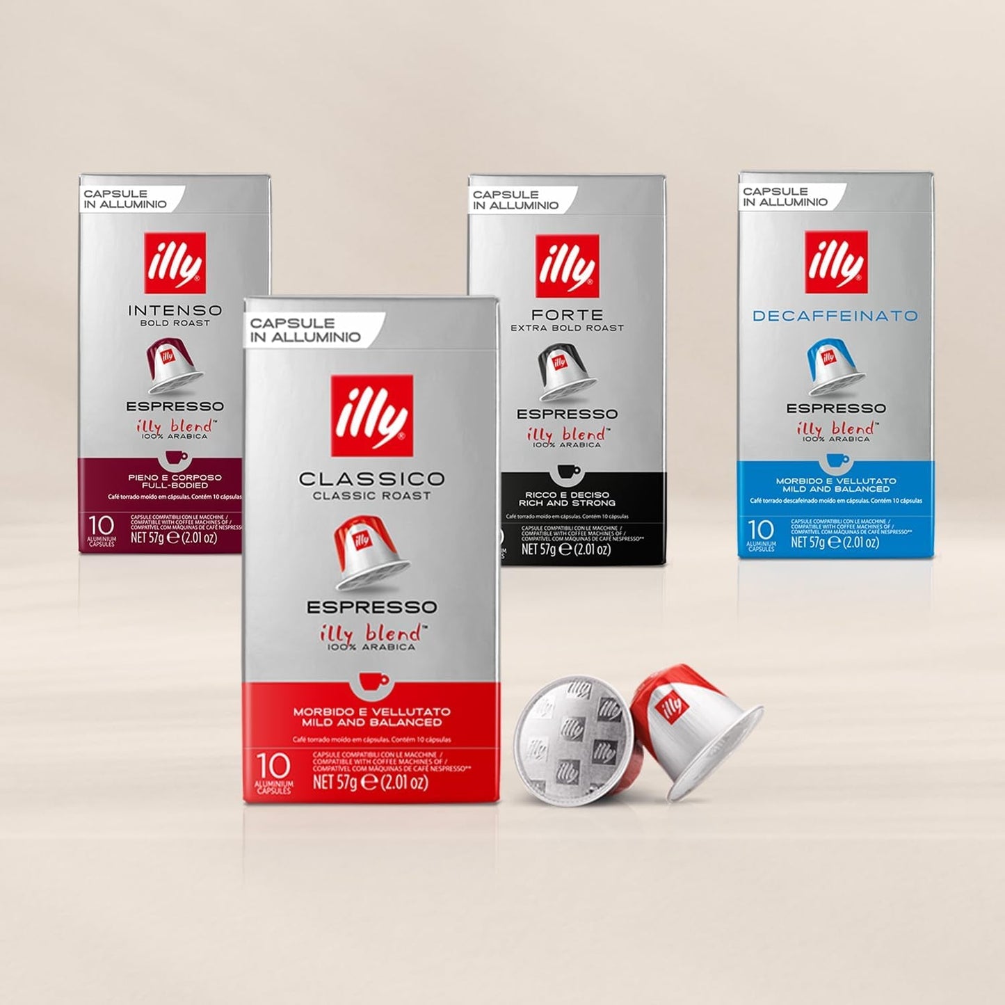 illy, Compatibile Aluminium-Kaffeekapseln CLASSICO, 100% Arabica con note di fiori d'arancio e gelsomino, gusto dolce e retrogusto dolce, 10 confezioni da 10 capsule (100 in totale)