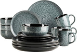 MÄSER 934110 Serie Filippa, Servizio da tavola in ceramica per 4 persone, Servizio da tavola moderno combinato con 16 pezzi; Piatti, ciotole e tazze con smalto reattivo in verde e nero, Gres, Verde