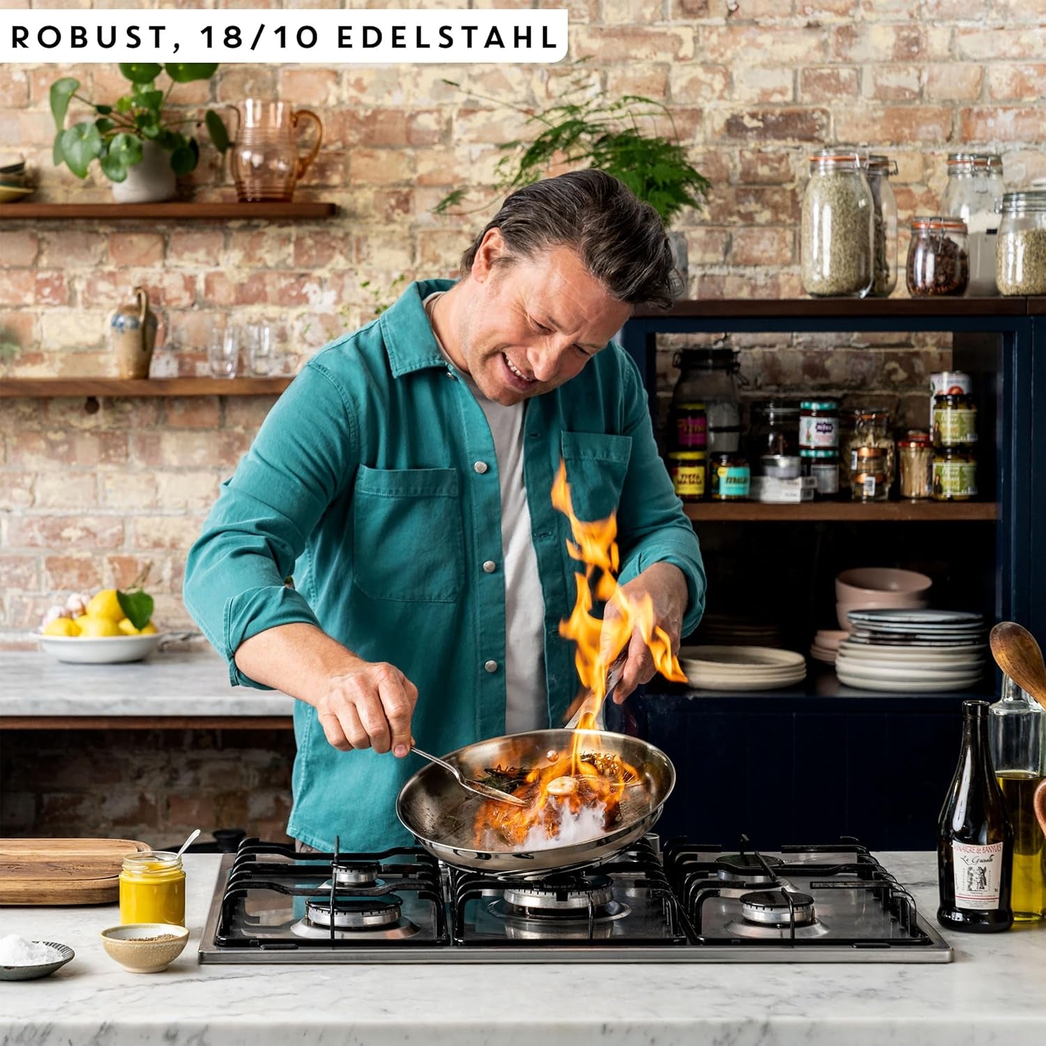 Jamie Oliver di Tefal Cook Padella Smart 28Cm, Acciaio inox non rivestito, Adatta all'induzione Pentole e Padelle Naty Shop