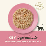 Applaws Premium Natural Umido per gatti, filetti di tonno con gamberetti del Pacifico in zuppa, bustine da 70 g (12 x 70 g)