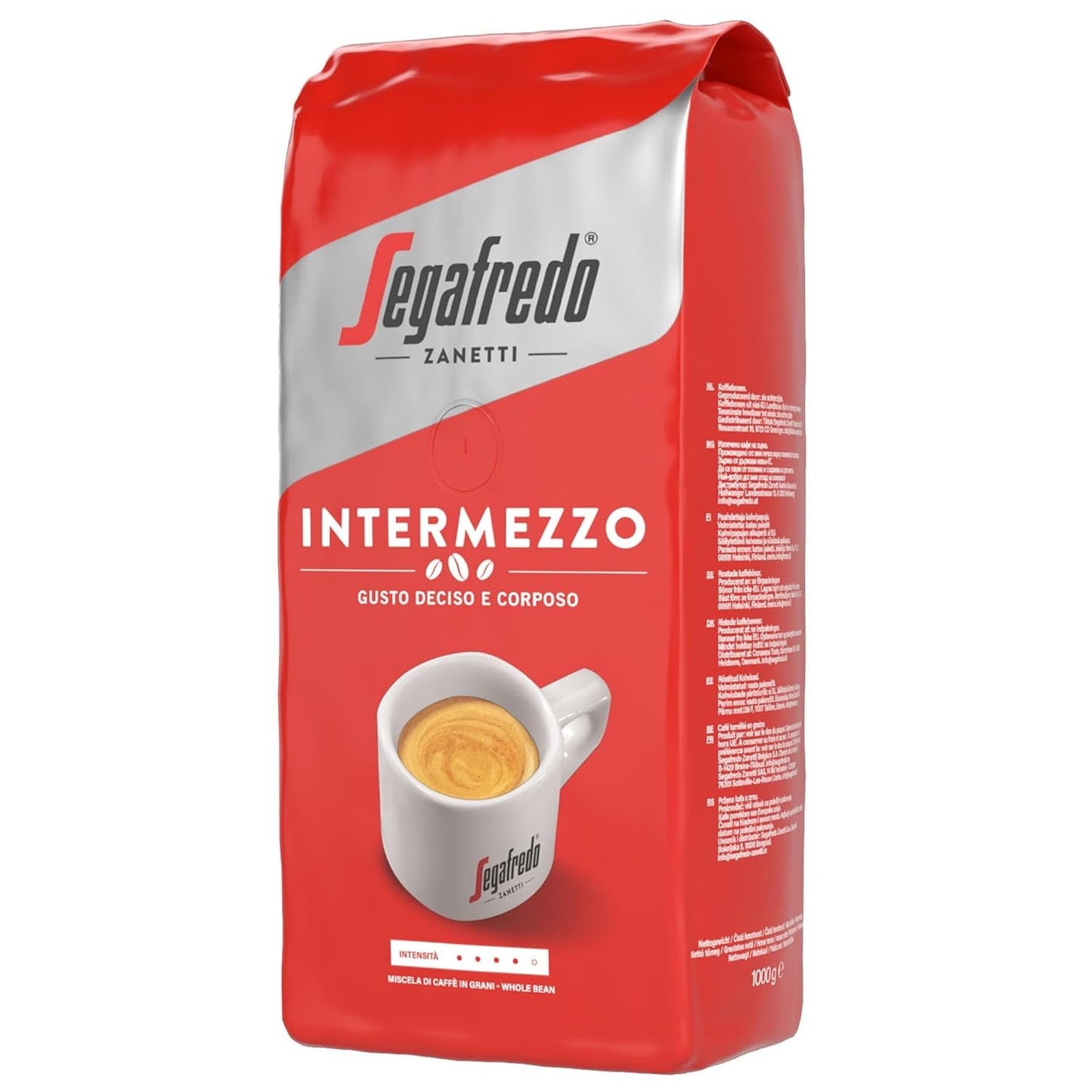 Segafredo Zanetti Intermezzo - Fagioli Interi (confezione da 1 kg) - Geeignet für alle italienschen Kaffeespezialitäten - Kaffeebohnen mit mitteller Röstung, stark und vollmundig im Gesmack
