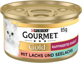 Gourmet Gold Raffinato Ragù Duetto Salmone E Merluzzo Giallo Cibo Umido Per Gatti Confezione Da 12 (12 X 85 G)