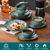 Servizio da caffè in gres Vancasso STARRY Set da caffè da 12 pezzi per 4 persone Include tazze da caffè e piattini Look vintage