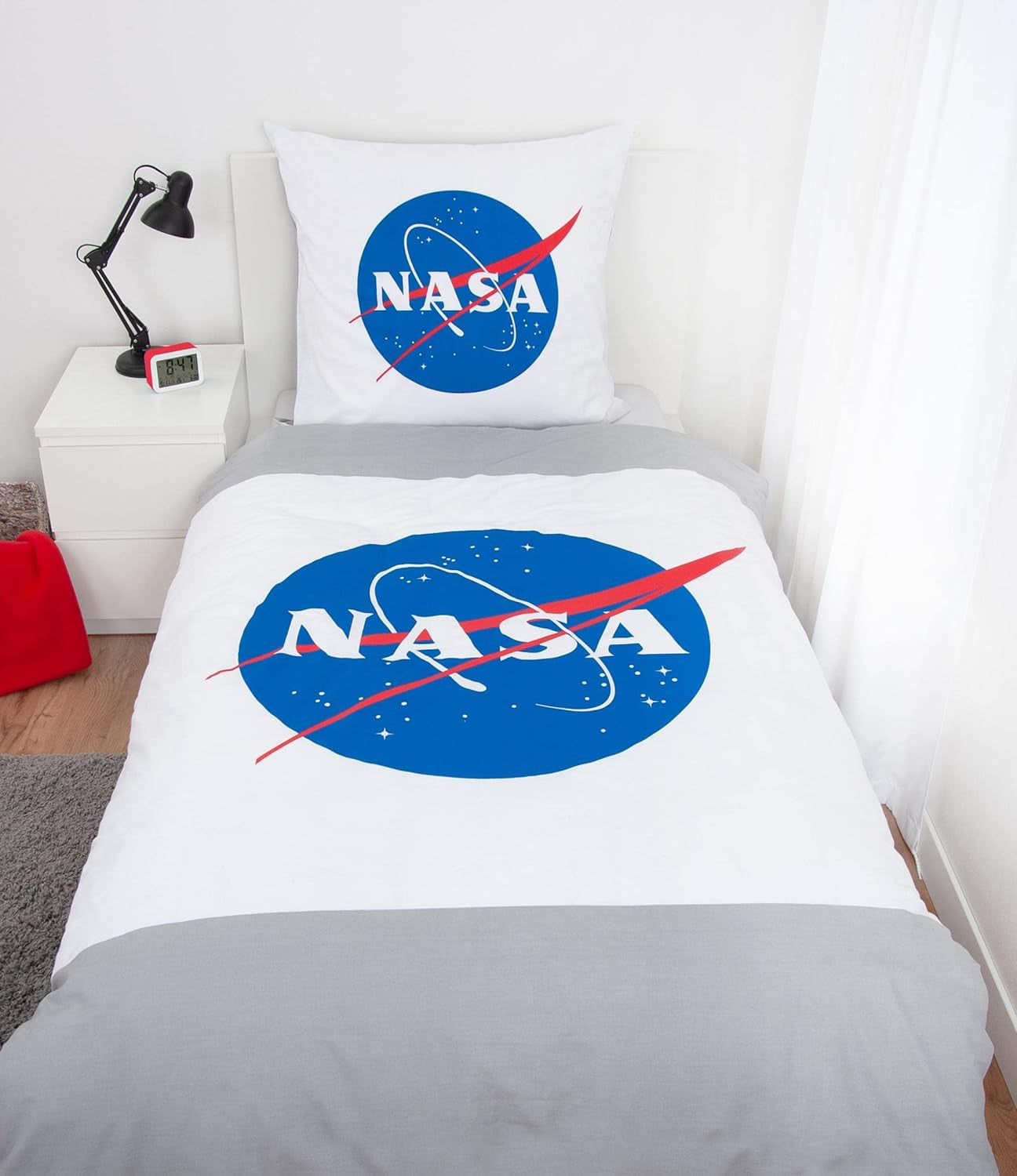 Set biancheria da letto NASA, cotone/rinforzato, grigio/bianco Biancheria da letto - bambini Naty Shop