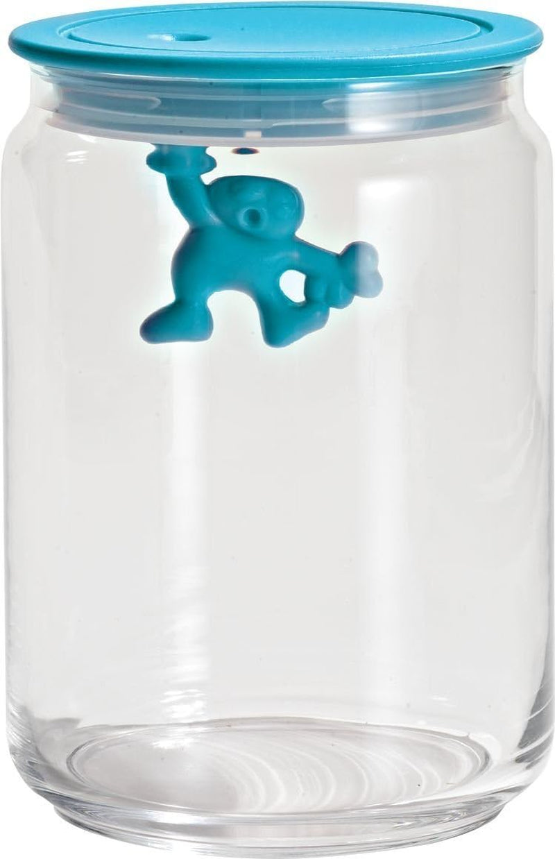Alessi "Gianni" Barattolo da cucina in vetro con coperchio sigillato Resina termoplastica Nero 27,5 x 13,5 x 28 cm Scatole per alimenti Naty Shop Azzurro 8 x 13,5 x 4,5 cm
