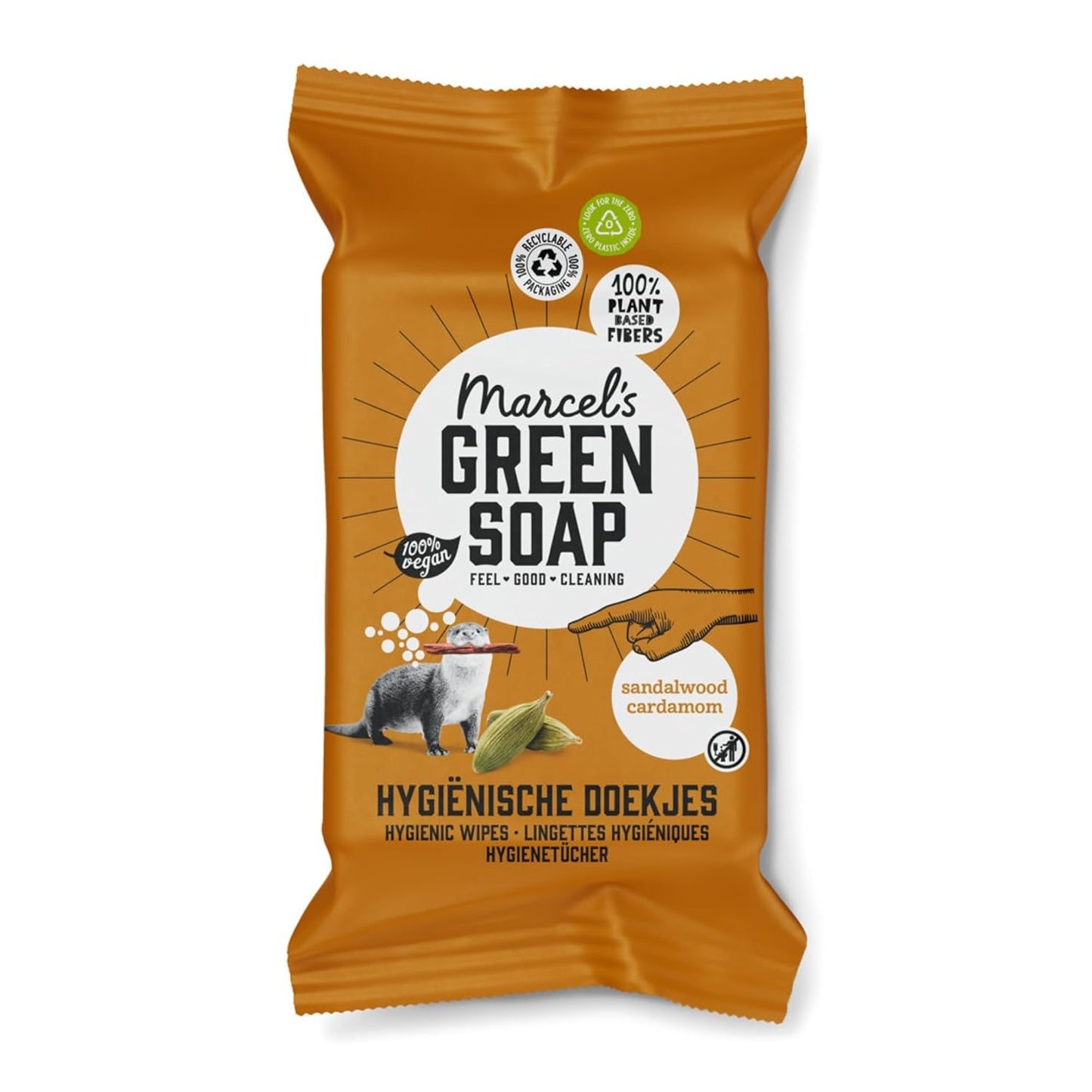 Salviette umidificate per mani Marcel's Green Soap, confezione da 60 - Vaniglia e fiori di ciliegio - A base vegetale - Biologiche