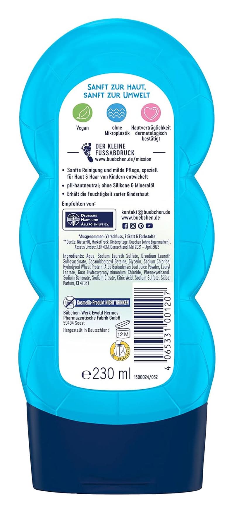 Bübchen Sportsfriend 2In1, Shampoo e gel doccia, 230 ml Doccia e bagno Naty Shop