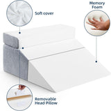 Cuscino da lettura e cuscino elevatore per gambe in piuma Cuscino in memory foam per collo, schiena e gambe, cuscino multifunzionale staccabile per letto, divano, seduta, sonno e riposo, 58x55x28 cm