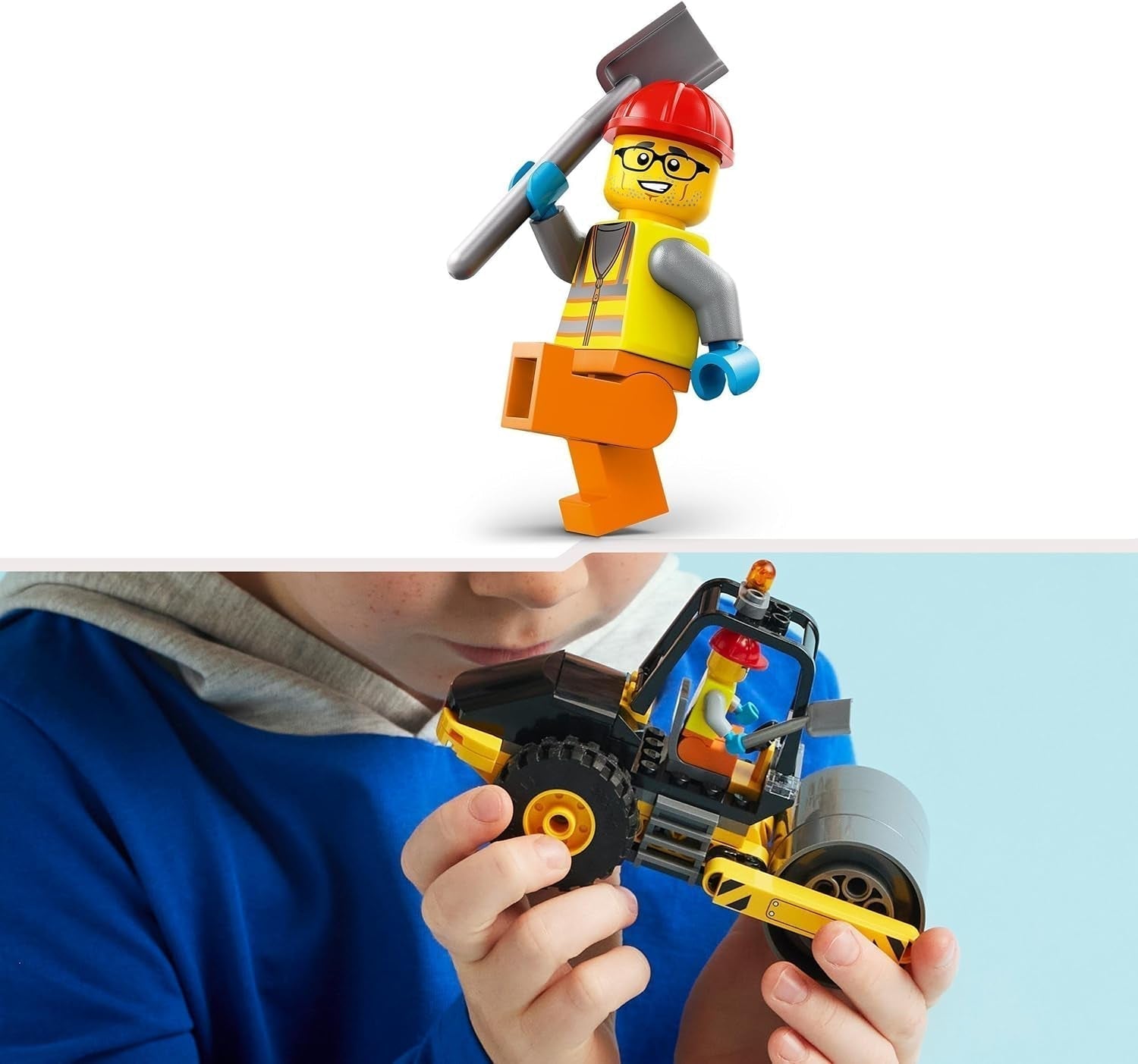 LEGO City Veicolo da costruzione Rullo compressore per bambini di 5 anni Giocattolo Rullo compressore con minifigure di operaio edile Esperienza di gioco fantasiosa per ragazzi e ragazze Piccolo regalo divertente 60401 Set di costruzione Besuche den LEGO-Store