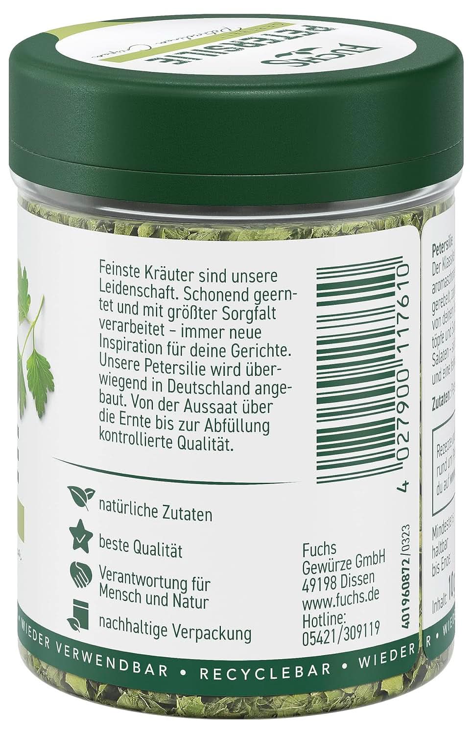 Fuchs - Prezzemolo strofinato - Aroma alle erbe per piatti a base di uova, verdure e insalate - 10 grammi Condimenti Naty Shop