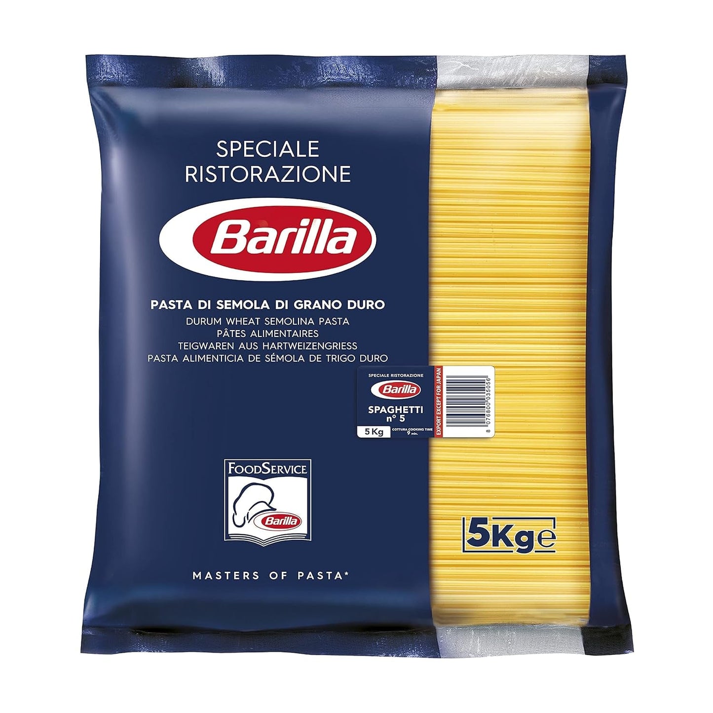 Barilla Pasta Klassische Spaghetti n.5 aus Hartweizen di alta qualità immer al dente, (1 x 500 g), insapore