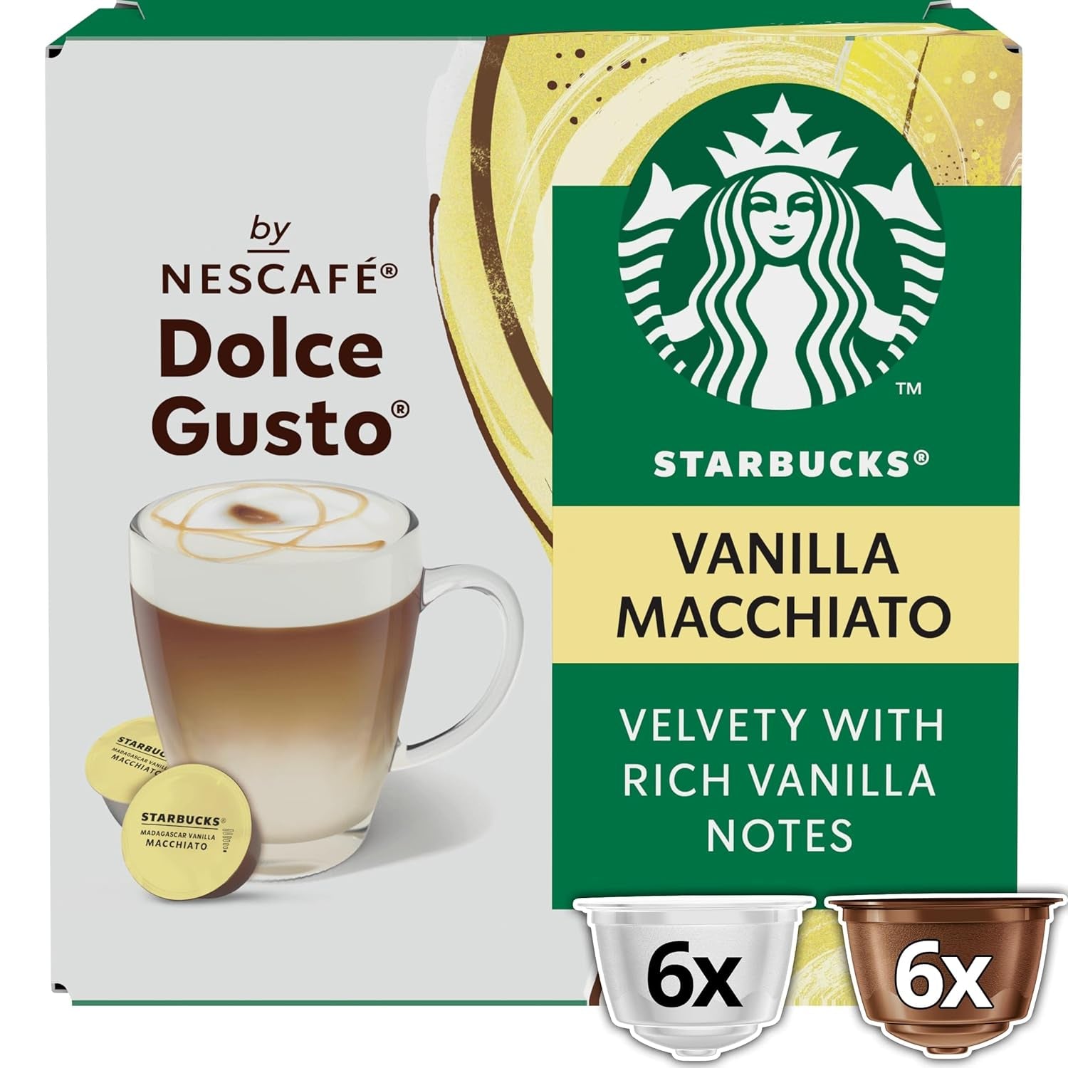 STARBUCKS Vanilla Macchiato di Nescafé Dolce Gusto Kaffeekapseln 6 x 12 (72 Capsule)