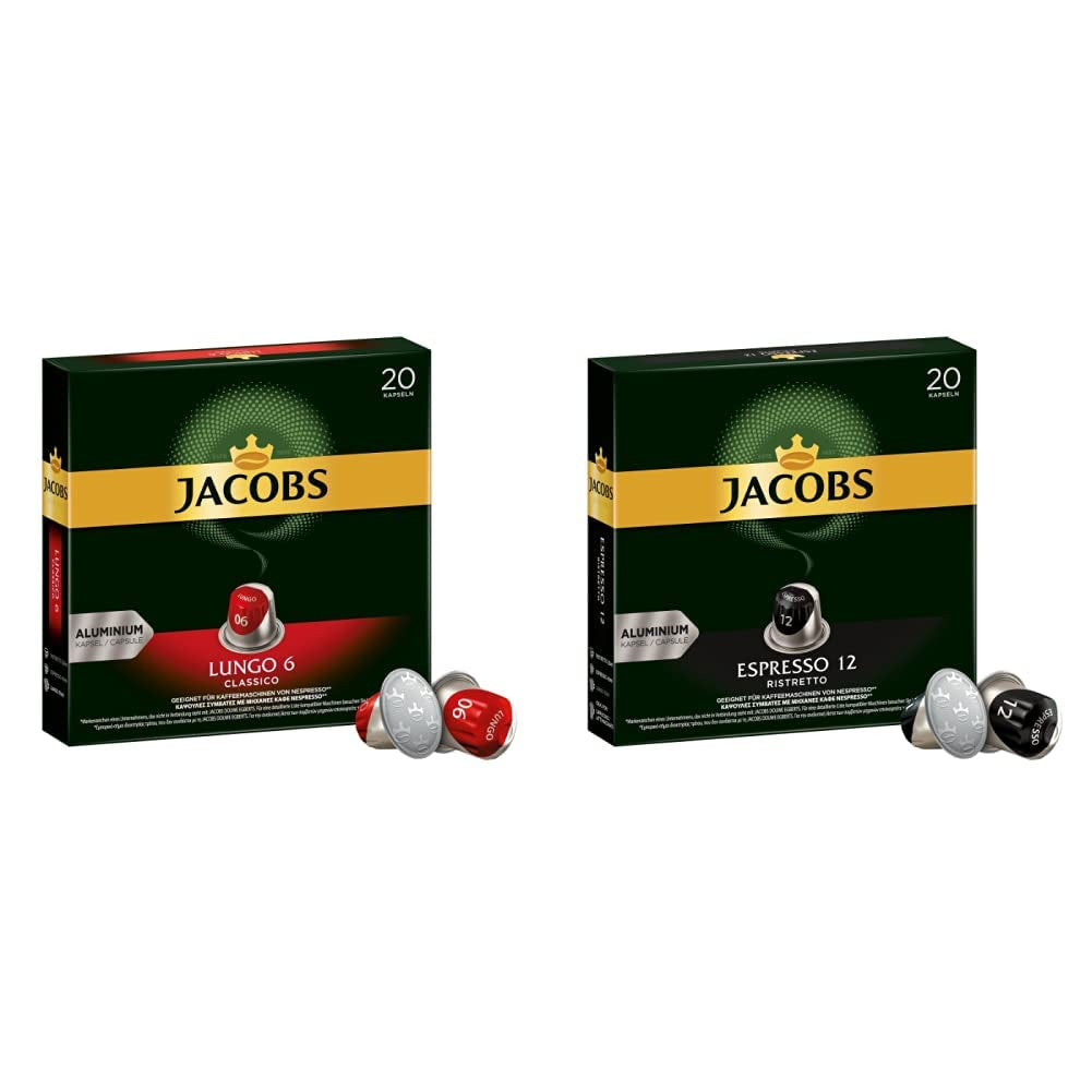 Capsule Lungo Classico, Intensità 6 von 12, 10 x 20 Capsule & Capsule Espresso Ristretto, Intensità 12 von 12, 200 Capsule compatibili Nespresso®*, 10 x 20 Getränke