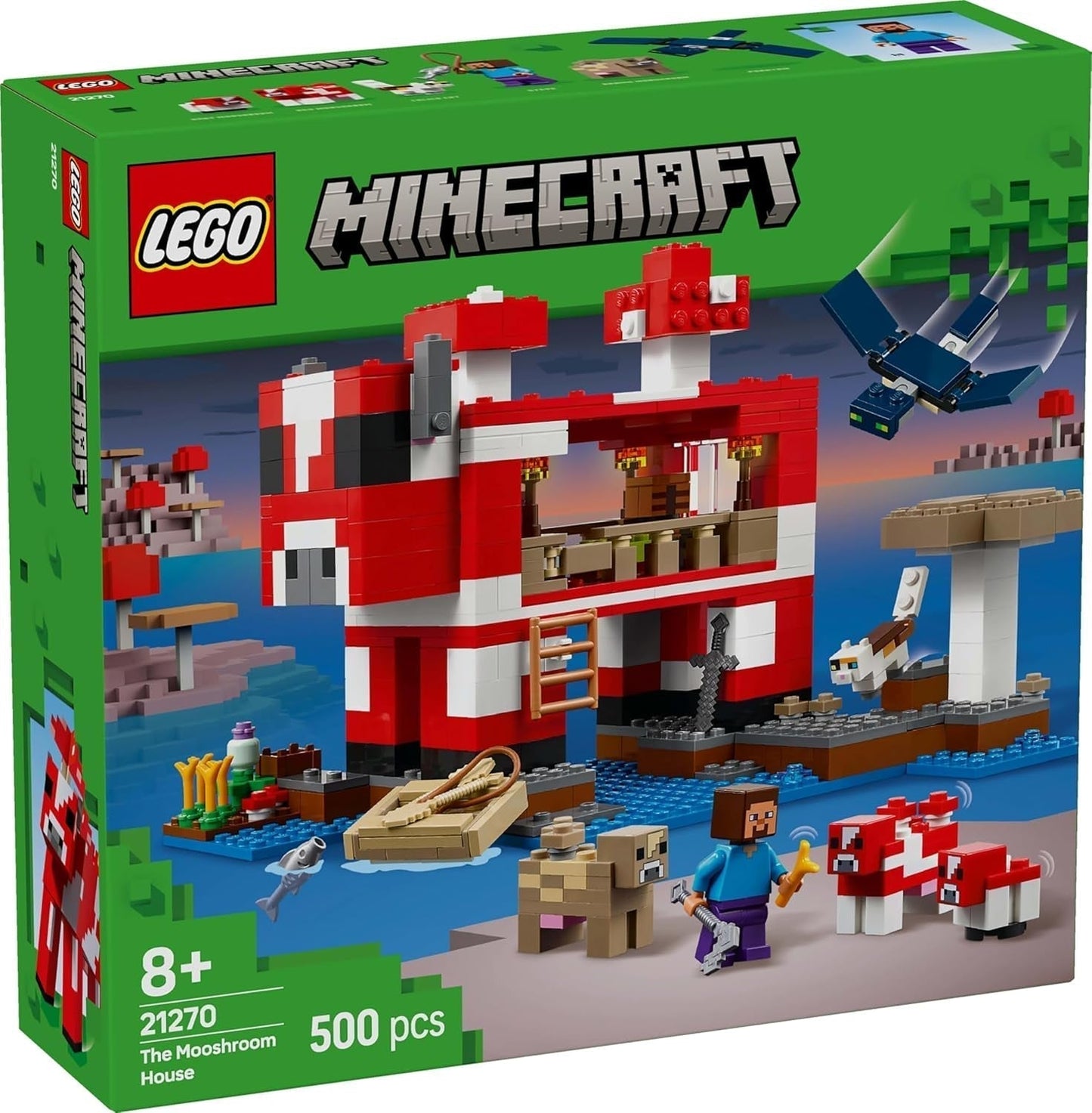 LEGO Minecraft The Mushroom Cow House Videogioco da costruzione giocattolo modello Mushroom Land con minifigure Steve e altri personaggi set da gioco per ragazzi e ragazze 8 anni 21270 Set da costruzione Beuche den LEGO-Store