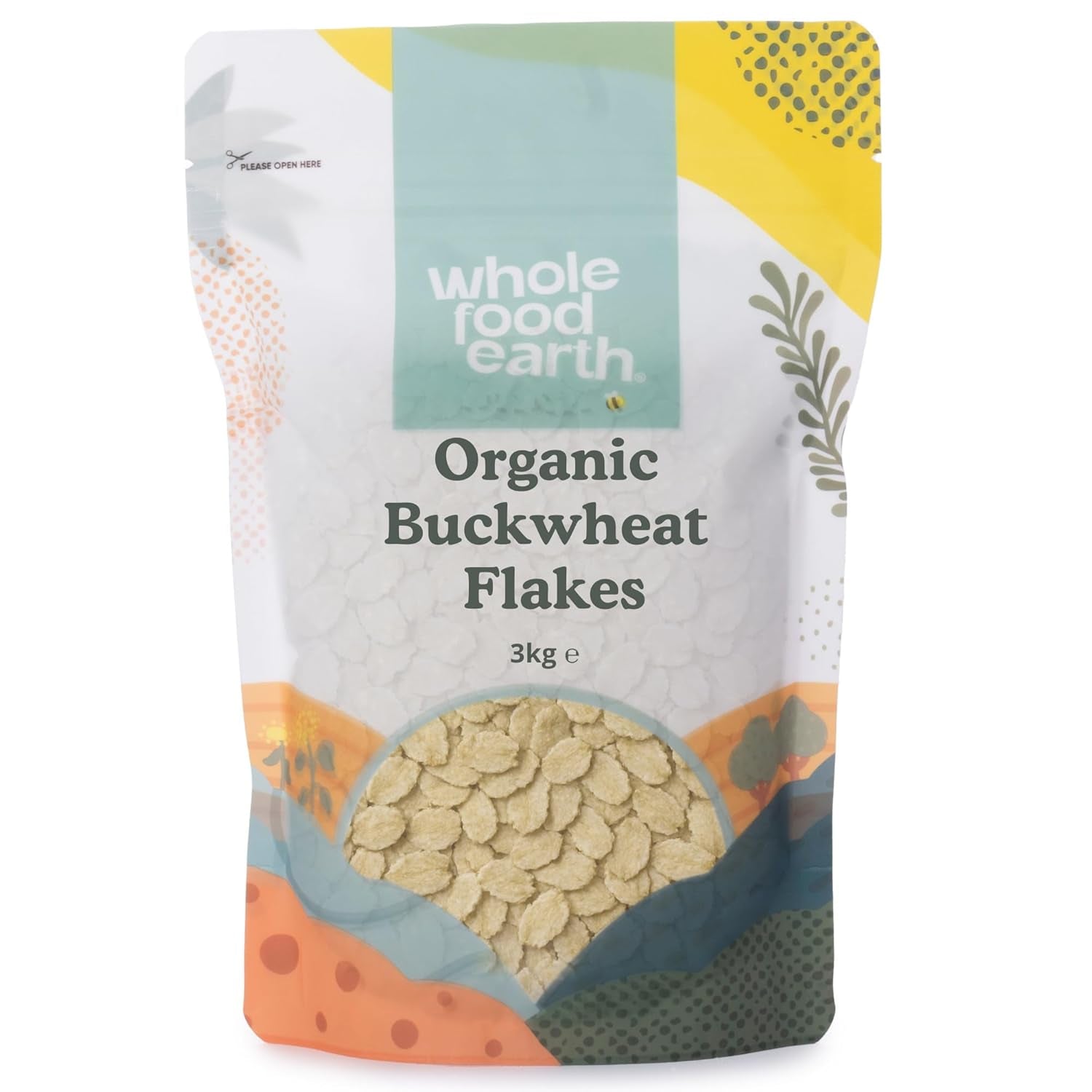 Fiocchi di Grano Saraceno Biologici Wholefood Earth – 3 kg | Grezzo | Non OGM | Vegano | Fonte di fibra | Certificato biologico