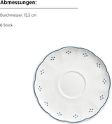 Servizio da caffè in porcellana serie Mäser Lova da 18 pezzi - 6 piatti da dessert (19,5 cm), 6 tazze (19 cl) e 6 piattini (15,5 cm), blu