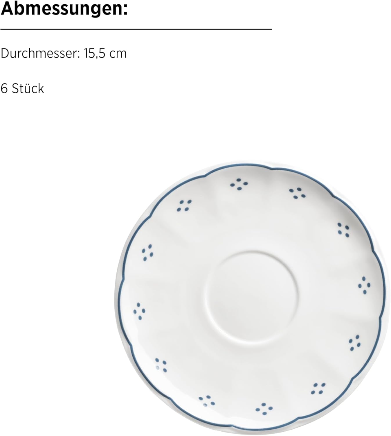 Servizio da caffè in porcellana serie Mäser Lova da 18 pezzi - 6 piatti da dessert (19,5 cm), 6 tazze (19 cl) e 6 piattini (15,5 cm), blu