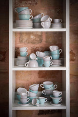 Creatable 34042 Vintage Nature Aqua Series Set di stoviglie da 8 pezzi per 4 tazze da caffè in porcellana Lavabile in lavastoviglie e adatto al microonde Prodotto in Europa