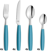 Beckmann & Rommerskirchen 2515 VALOA Besteck Set 4 persone | 16-Teilig | Olio | Spülmaschinenfest | Hochglanzpoliert | Essbesteck: 4X Messer, Gabel, Esslöffel, Kaffeelöffel Cucina Naty Shop